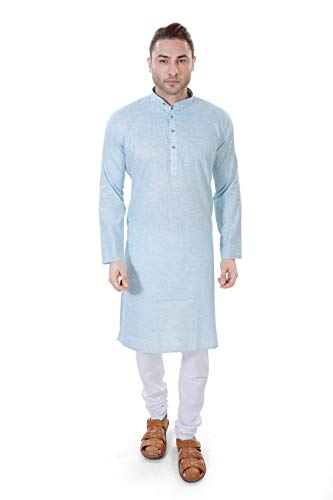 Image of Amazon Brand - Anarva Men's Pastel Linen Kurta Pyjama Set