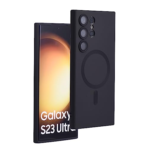 Image of Yetagso for Samsung Galaxy S23 Ultra Case,Soft Silicone Samsung Galaxy S23 Ultra Phone Case with Camera Protection,Anti-Scratch Samsung Galaxy S23 Ultra Case Compatible with MagSafe, Black
