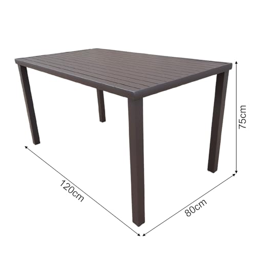 Mesa Tampo Ripado Retangular 1.20x0.80m Alumínio Marrom