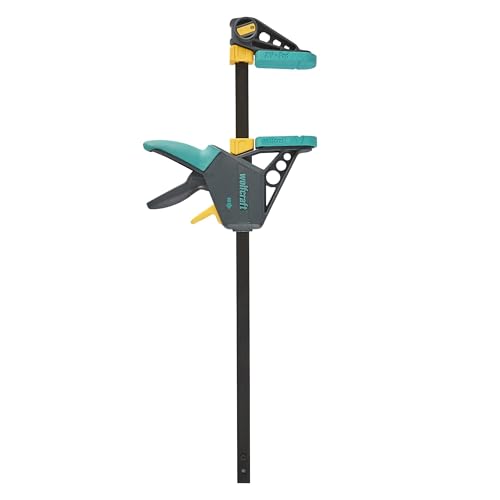 wolfcraft EHZ 100-450 Einhandzwinge PRO 3032000 / Kraftvolle Zwinge zum professionellen Spannen von Werkstücken mit nur einer Hand/Spannkraft: 120 kg - Spannweite: 450 mm
