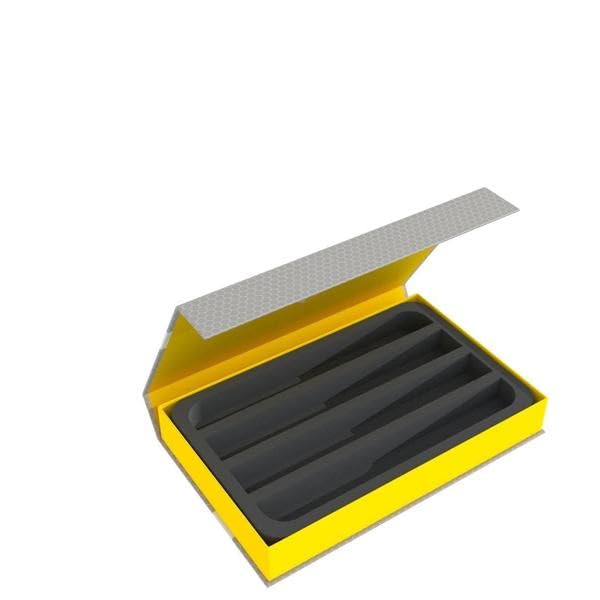 Feldherr Magnetbox gelb für Modelleisenbahnen, Loks und Fahrzeuge - 4 Stege für Spur N - liegend