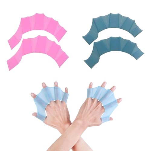 Swimming Hand Fins,Soft Silicone Swimming Gear Webbed Gloves，Aquatic Gear for Swimming,Training,and Water Sports,Unisex Frog Type Flippers,for Men,Women,and Kids