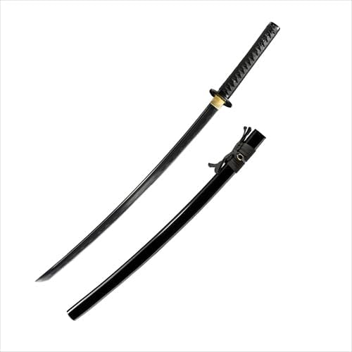 Espada JIHPEN, Katana negra, espada samurái de espiga completa, afilada, hoja de acero de resorte con vaina negra - 41 pulgadas, variedad de estilos