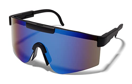 ShadyVEU Retro Sports Outdoor Oversized 80s Flat Top Mono Mirrored Lens UV400 Mens Womens Sunglasses