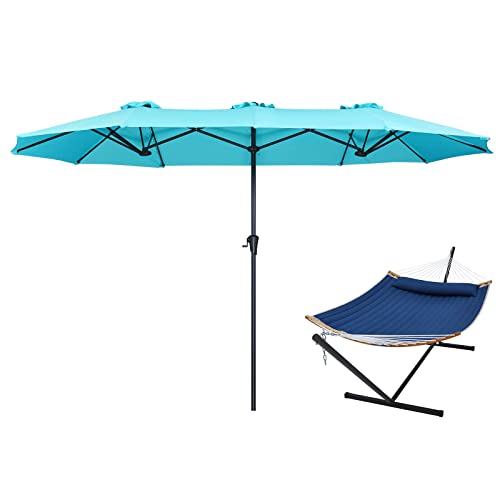 Superjare 13Ft Umbrella Outdoor Patio And Curved-Bar Hammock With Stand #TOP10