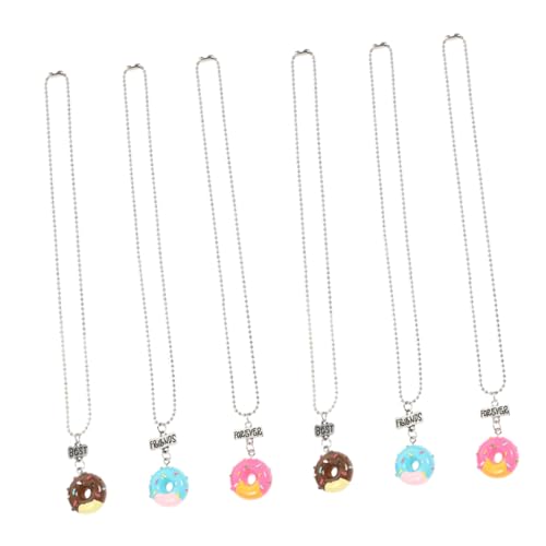 Collier amitié beignet : ensemble pendentif plastique peluche 6pcs