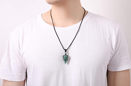 Image of XIANNVXI Healing Crystal Necklace for Men Jewelry Gift | Adjustable Black Rope Natural Gemstone Pendant