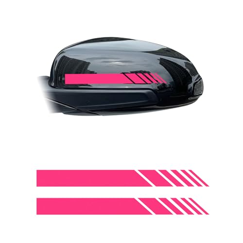Image of Augeny 2 PCS Car Rear View Mirror Stickers, Waterproof Vinyl Auto Side Rearview Mirror Stripes, Universal Reflective Anti-Collision Striped Warning Decal for Most Vehicles (Pink)