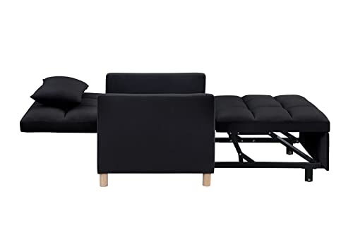 Sillón Convertible Plegable Terciopelo Negro miniatura 6