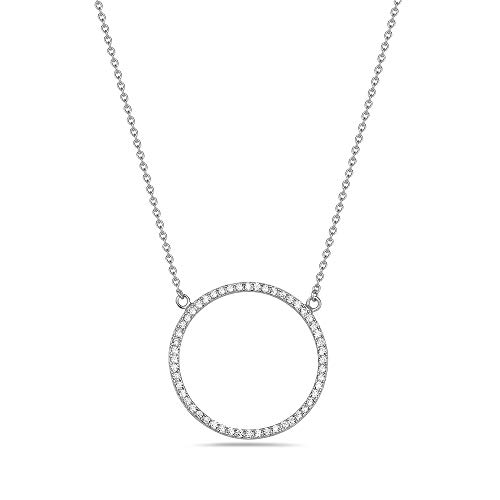 925 Sterling Silver Circle of Life White CZ Pendant Necklace