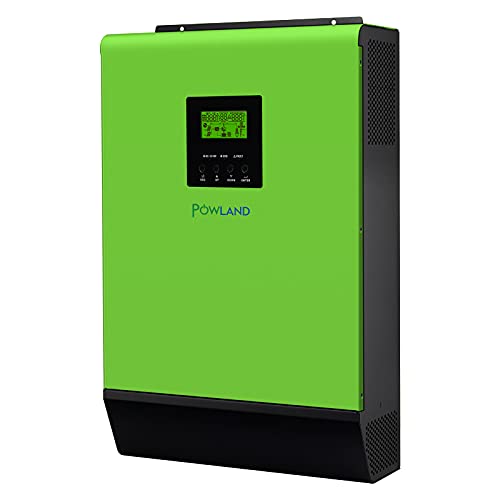 POWLAND 2400W Solar Inverter, Grid Tie Inverter, 24V DC to 110V 120V AC, Pure Sine Wave Inverter with 80A MPPT Solar Charge Controller, for Lead-Acid/Lithium Battery, Max 2000W 145Vdc PV Input