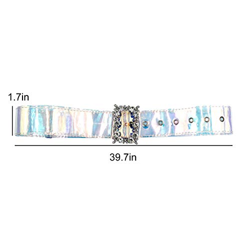 Ankomina Fashion Wide Clear Belt Transparent Crystal Rhinestone Buckle Waist Belt For Women Girls Jeans Shorts Pants #TOP5