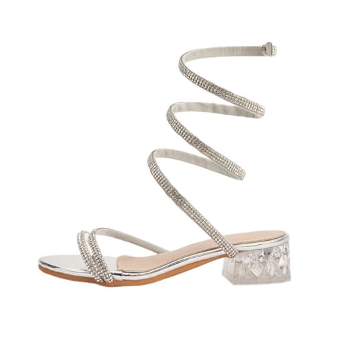 Girls Summer Low Heels Sparkly Rhinestone Princess Sandals Strappy Roman Shoes2
