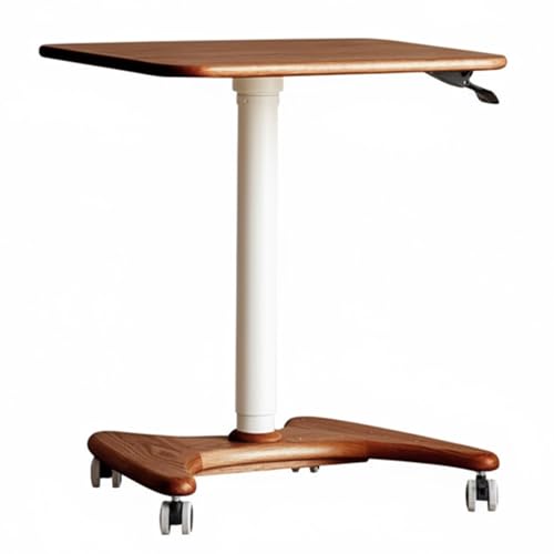 Image of 23.6in Mobile Standing Desk, 30-43.3in Rolling Desk Adjustable Height, One-Piece Solid Desktop, Wheels, Ideal for Home Offices, Apartments, Bed & Sofa, Walnut Color