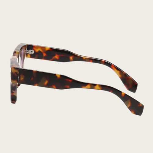 Image of Gleyemor Trendy Blue Light Glasses for Men & Women - Square Computer Fashion Face Glasses (Tortoise)