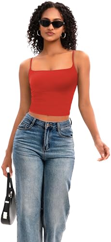Image of MIRITY Women's Sexy Double Lined Square Neck Tank Top - Y2K Going Out Adjustable Spaghetti Strap Cami