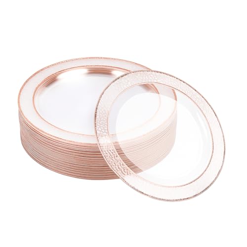 MATANA 20 Premium Transparente Plastikteller mit Roségoldenem Rand,...