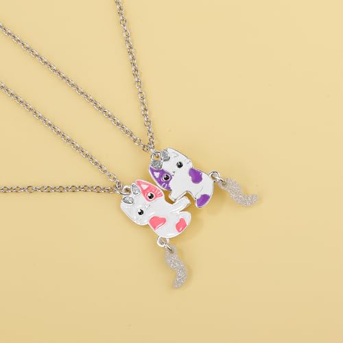 2pcs Friendship Necklace, Magnetic Matching Couples Best Friend for Necklaces Charm Pendant Forever Jewelry Gift for Anniversary Birthday Women Men(Cats)3