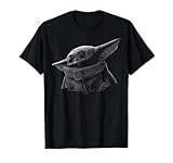 Star Wars The Mandalorian The Child Black & Grey Portrait T-Shirt