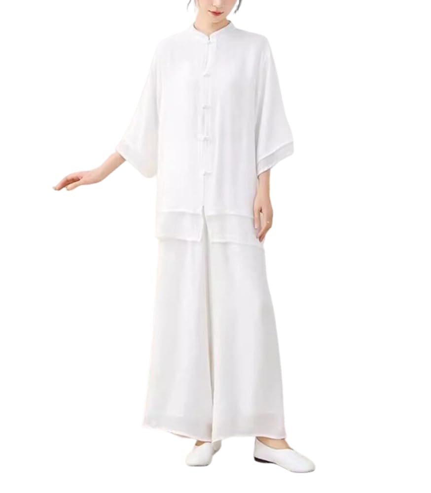 Set di due pezzi da meditazione di fascia alta da donna sciolto confortevole Tai Chi mattina esercizio tempo libero Set