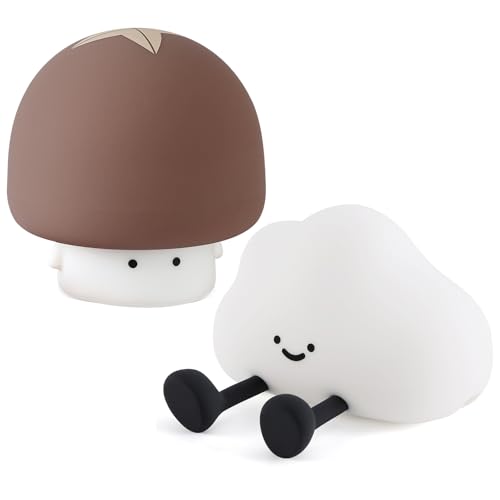 YISUN Mushroom and Cloud Night Light, LED Cute Lamp, Silicone