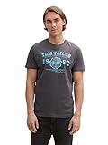 TOM TAILOR Herren 1008637 T-Shirt mit Logo-Print, 10899 - Tarmac Grey, XL