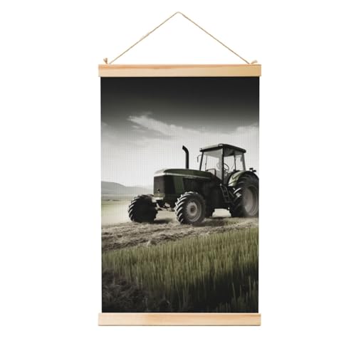Peinture murale tracteur agricole haut de gamme : œuvre sur toile et bois 91cm