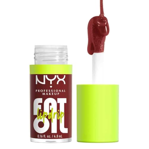 NYX PROFESSIONAL MAKEUP Fat Oil Lip Drip, Moisturizing Lip Gloss, Vegan Tinted Lip Oil, Up to 12 HR Hydration - Inside Scoop (Plum Brown)