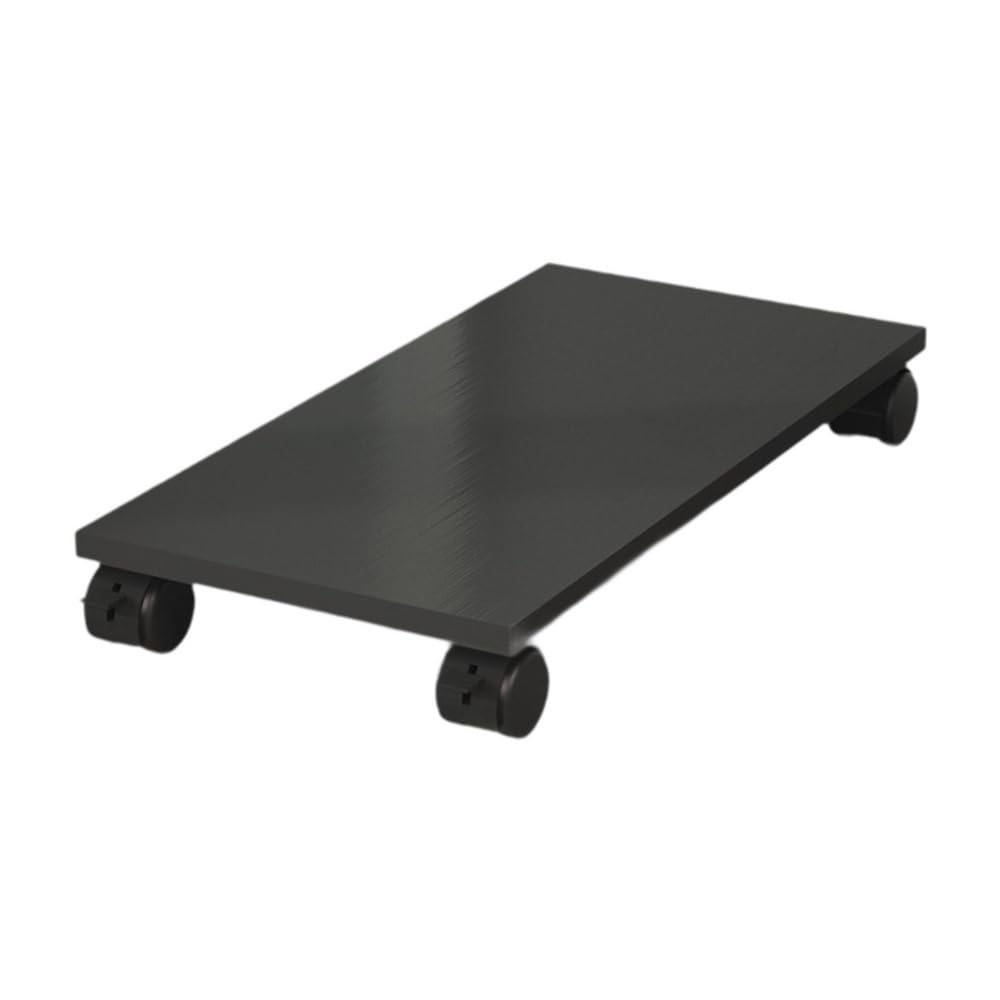 Práctico Soporte de CPU móvil, Soporte Piso Torre PC Madera con 4 Ruedas, Carrito Debajo del Escritorio(Negro)