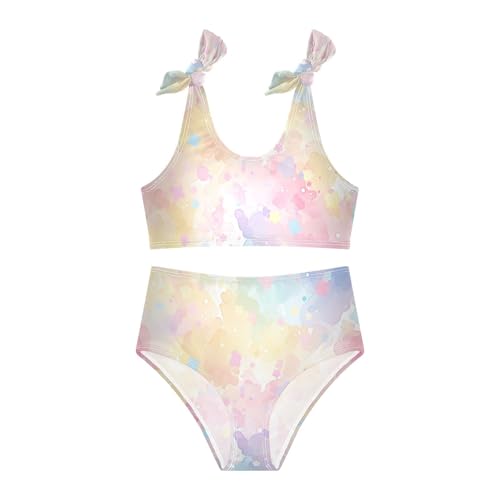 Watercolor Girls' Two Pieces Kids Bikini Set Quick-Dry Bathing Suit Swimwear Cute Shoulder Strap3