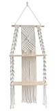 Le design parfait: cette étagère de plante de macrame a une forte conception tissée flexible qui peut contenir de nombreuses formes et tailles de jardinières. L'étagère de rangement de décoration murale est suffisamment forte pour afficher vos pots de plante, vos bougies, vos cadres, les livres, vos artefacts de collection personnels préférés et d'autres décorations domestiques communes.