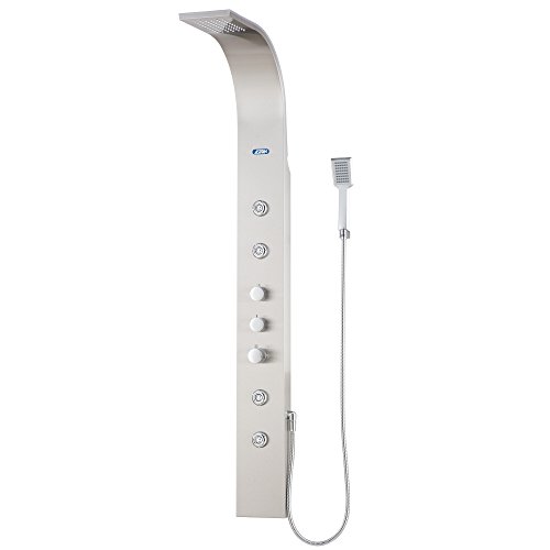 Aston 4-Jet Stainless Steel Shower Baseel System With Rainfall Shower Head And Hand Shower, Stainless Steel #TOP29