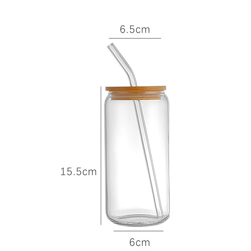 Set de 4 vasos de vidrio con tapa y sorbete 18oz miniatura 2