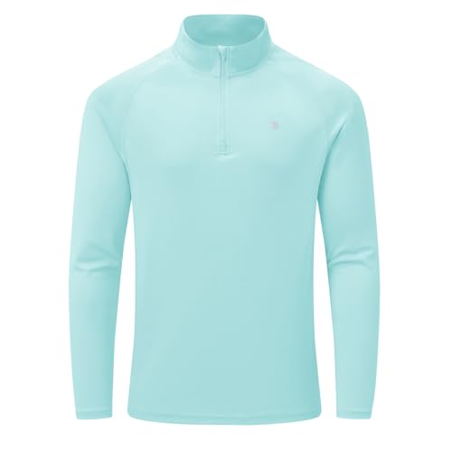 BASUDAM Men's Workout Shirts Quick Dry UPF 50+ Sun Protection Long Sleeve Quarter Zip Pullover Athletic T-Shirts