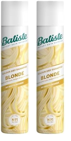 Batiste Trockenshampoo Blond 200 ml, Dry Shampoo zum Auffrischen und Stylen der Haare, Haarpflege Spray für helles Haar, Ohne Rückstände, Ohne Ausspülen, Haarstyling mit Farbeffekt (Packung mit 2)