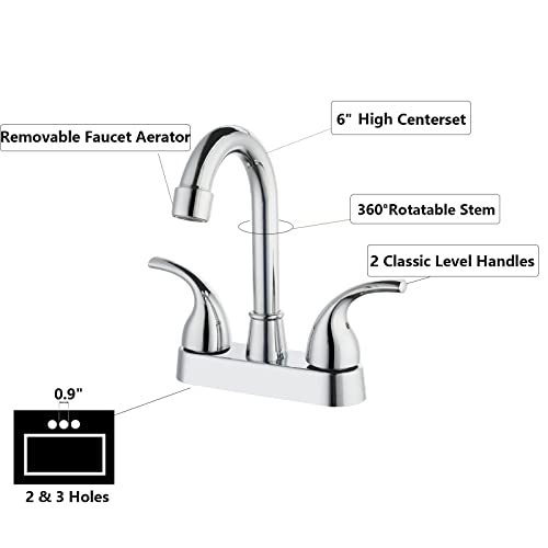 Perfson Rv Sink Faucet,4 Inch Centerset Bathroom Basin Faucet With 2 Lever Quarter Turn Handles,Rv Kitchen Faucet Replacement For Campers, Rv, Motorhome, Travel Trailer,Fifth Wheels,Boat #TOP3