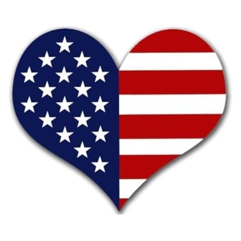 Heart Shaped American Flag Sticker (USA Made Love Patriotic Patriot Vinyl Decal (3 inch) Cover