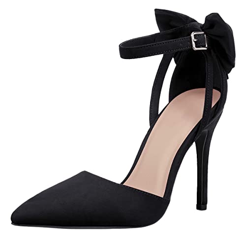 Image of Fashare Womens High Heels Bow Tie Back Sexy Stiletto Ankle Strap Wedding Dress Pumps Shoes