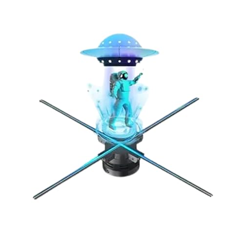 Image of TONZO 50 cm 3D Hologram Fan Display, 4 Blade LED Holographic Advertising Fan, 2200x298 Resolution, Wi-Fi App Upload via Mobile & Laptop, Bluetooth Speaker, Display for Shop, Mall & Retail Advertising