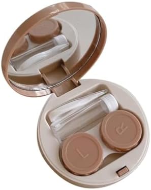 Duehut HLLMX 2 PCS Contact Lens Case Travel Case Holder Storage Box Portable Contact Lens Container Soak Kit for Travel&Home (White,Khaki)
