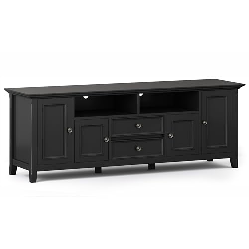 Image of SIMPLIHOME Amherst TV Stand and Bookcase in Black (Set of 3)