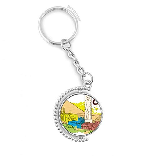Llavero giratoria de Antiguo Egipto con anillo Pilgrim de acabado grabado