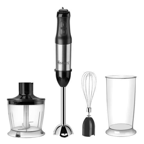 WARMEX HOME APPLIANCES 600 Watt 4-In-1 Hand Blender For Kitchen 100% Copper Motor,Speed Regulator,2 Variable Speed Modes,Chopper,Multipurpose Jar & Whisker|Stainless Steel Blades|1-Year Warranty