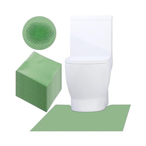 Image of Green Disposable Toilet Mats for Clean and Hygienic Bathroom,Upgraded Disposable Toilet Mat for Children& Adults,Super Absorbent Toilet Floor mats, Non-Slip, U-Shape Potty Training-25 Pack,24 inch x 22 inch
