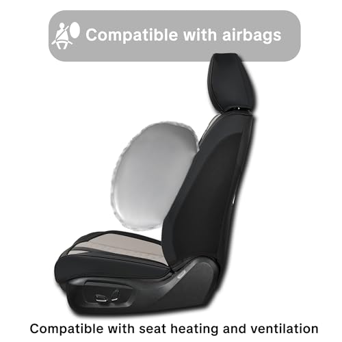 Wertigen Black and Grey PU Leather Car Seat Covers - Luxury Waterproof Car Seat Covers with Lumbar Support, Non-Slip Base, Airbag Compatibility, Easy Installation and Cleaning — view 5