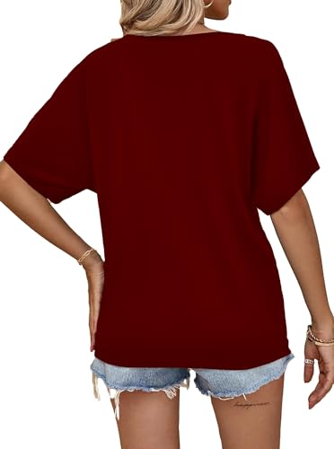 Image of Hilinker Womens Sexy Off The Shoulder Tops Short Batwing Sleeve T Shirt Oversized Casual Tee