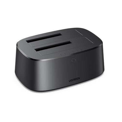 UGREEN Stazione di Docking per Hard Disk, Stazione Docking USB 3.0 per HDD e SSD SATA da 2,5/3,5, Adattatore Hard Disk Dual Bay 5Gbps con Clonazione Offline e Supporto UASP