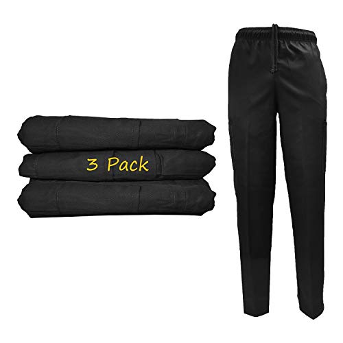 Natural Uniforms Classic 6 Pocket Black Chef Pants with Multi-Pack Quantities Available
