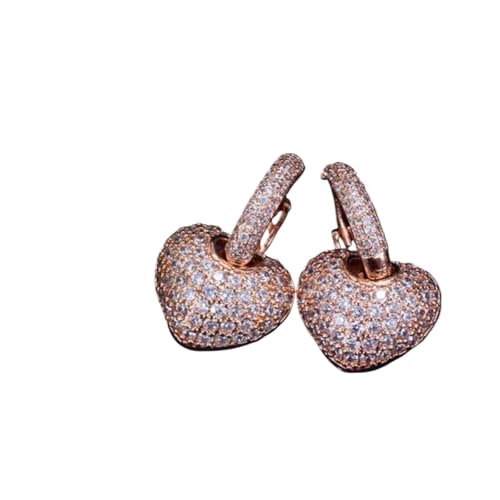 Créoles en zircone cubique et or rose en forme de cœur