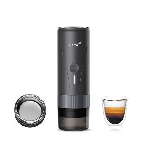 CERA+ Mini machine à café portable auto-chauffante de niveau professionnel compatible avec mouture ultra-fine pour voyage, camping, randonnée,idéal pour anniversaire, Saint-Valentin